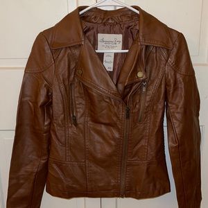 American Rag Brown Faux Leather Motorcycle Jacket